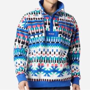 Columbia Fleece Pullover Jacket Powder Keg Aztec Southwestern Print S Small